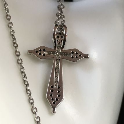 Necklace Petite Cross 925 Sterling Blue Crystals #306 USA Seller
