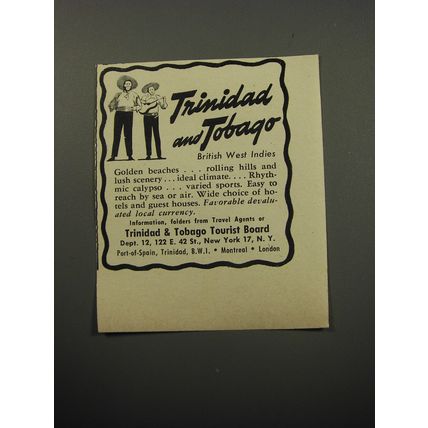 1951 Trinidad & Tobago Tourist Board Advertisement