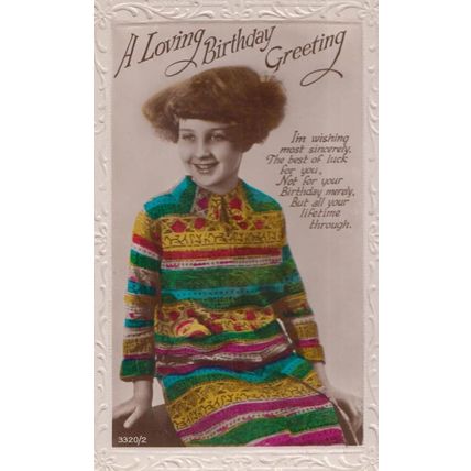 Child With Fashion Greek Japanese Dress Happy Birthday Real Photo Old Postcard