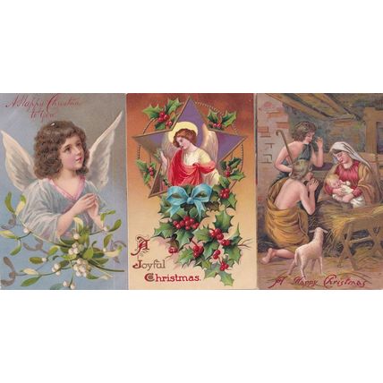 Christmas Angels 3D 3x Upmarket Antique Angel Postcard s