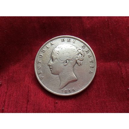 Queen Victoria 1846 .925 Silver Half Crown, Over 170 Years Old Lovely Grade Coin