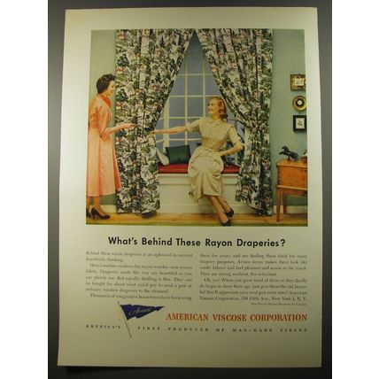 1954 American Viscose Corporation Ad - What's behind these Rayon Draperies?