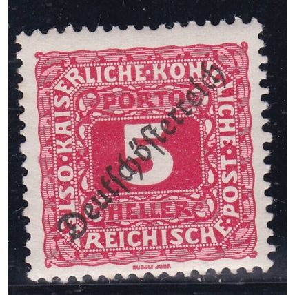 Austria 1916 Postage Due Stamp o/p Deutschosterreich 5h Mint Hung SG D323 VGC