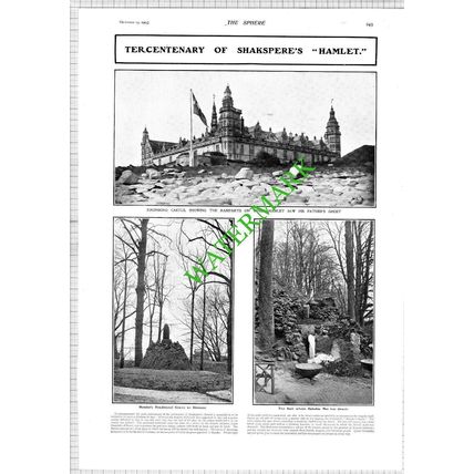 William Shakespeare Hamlet Elsinore Memorial Kronberg Castle - 1903 News Page