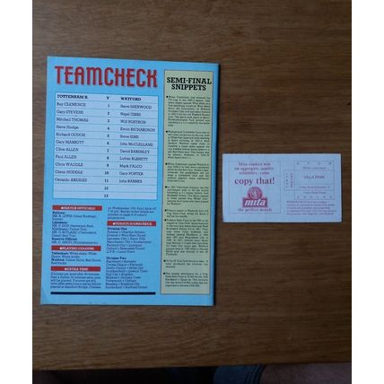 1987 FA Cup Semi Final Programme & Ticket – Tottenham / Spurs vs Watford