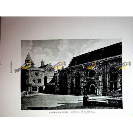 Boarstall Castle & Winchester Castle, Grt Hall, Book Illustration (Print), 1926