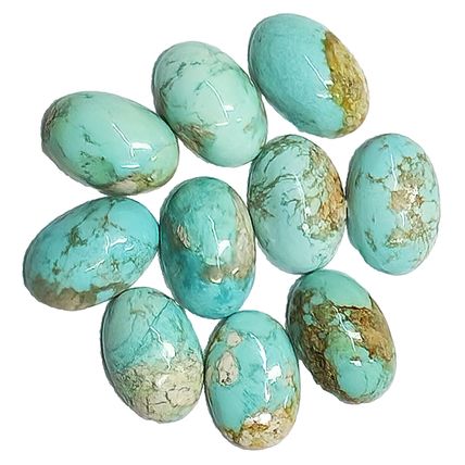53560 - 10 Rare Natural Australian Turquoise Approximately 12x8 mm Oval Cabochon