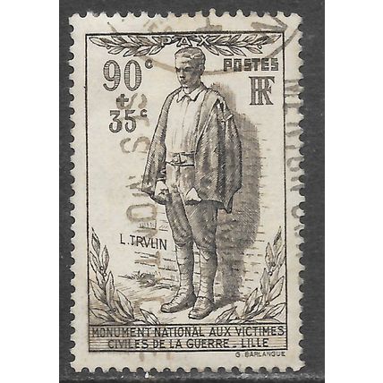 FRANCE 1939 CHARITY STAMP WAR VICTIMS MONUMENT LILLE USED SG632 Mi438 thin
