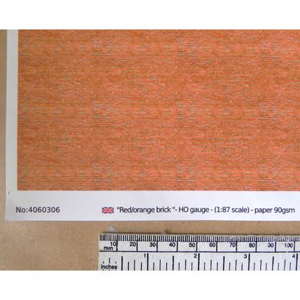 Papier "brique rouge/orange" - pour HO gauge-échelle 1:87-A4
