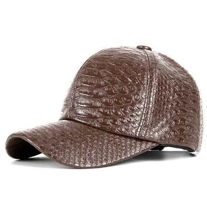 Style Leather Baseball Cap Snapback Hats Adjustable Outdoor Casual Men Crocodile
