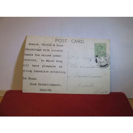 SUTTON, ROYAL SEED ESTABLISHMENT, READING, Berkshire used postcard 1912 pm =