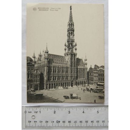 vintage large postcard Brussels, Town Hall