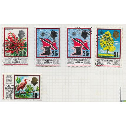 TRINIDAD & TOBAGO 1969 BIRDS FLOWERS FLORA FAUNA FLAGS USED 12 STAMP LOT