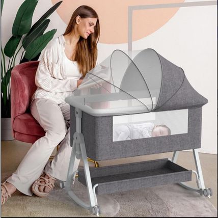 G TALECO GEAR Baby Bassinet Bedside Sleeper, Height Adjustment, Gray (Brand New)
