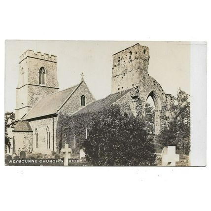Weybourne Church & Priory, Norfolk, RP Postcard.