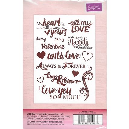 Crafter's Companion. All My Love Clear Stamp Set. Stamping Cardmaking