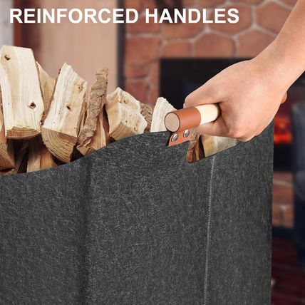 96L Foldable Firewood Basket Log Baskets for Fireplaces Felt Bag 60x40x40cm XXXL