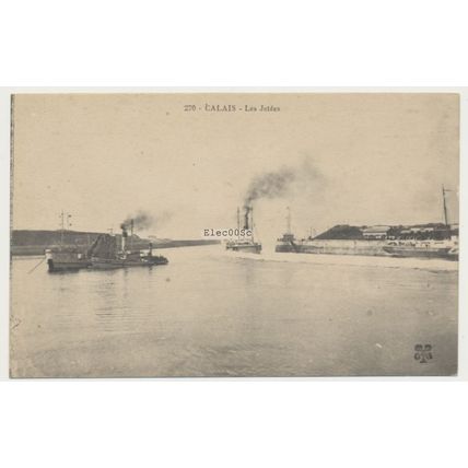 CALAIS Les Jetées, France early 20th C RPPC Collas No. 270