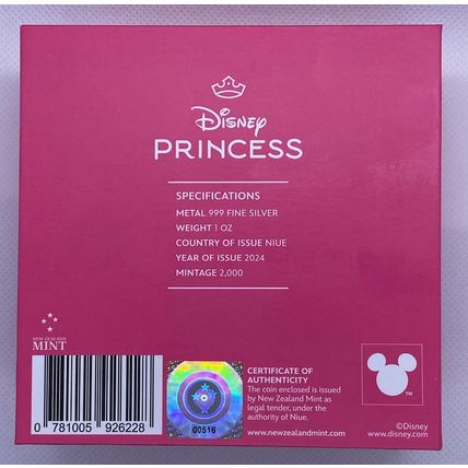 1 oz 2024 Agoro Silver Collectible Coin Aurora Disney Princess Mintage 2000