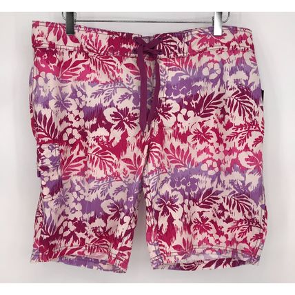 Kanu Surf Women oceanside Hawaiian print purple water swim shorts size 14