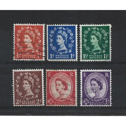 GB.1957 Definitives set of 6.Fine Used.Jul25