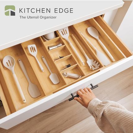 Adjustable Kitchen Drawer Organizer for Utensils and Junk, Food-Safe Contract Gr
