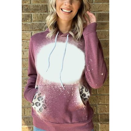 Leopard Tie Dye Print Kangaroo Pocket Pullover Hoodie