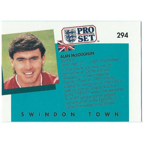 1990/1991 Pro Set Footbal - #294 - Alan McLoughlin