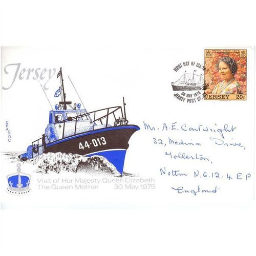 JERSEY 1975 ROYAL VISIT BY QUEEN ELIZABETH THE QUEEN MOTHER FIRST DAY COVER