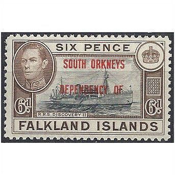 South Orkneys (Falkland Islands Deps) 1944 C6 6d Black & Brown Mounted Mint ..