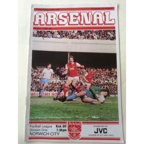 Arsenal v Norwich City Football Programme 31/08/1982
