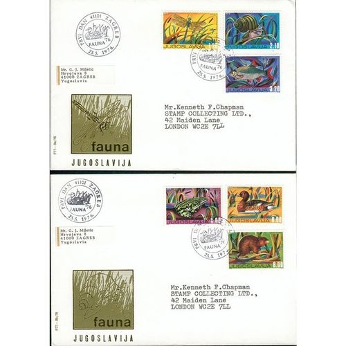 Yugoslavia FDC 1976 - SG1427-32 - Youth Day, Freshwater Fauna