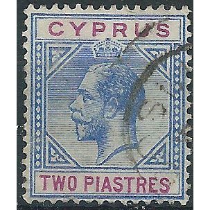Cyprus 1921 SG92 2pi Blue & Purple Fine Used....