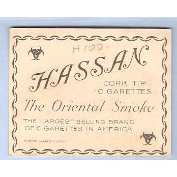 Tobacco Card ~ Company: American Tobacco Company Brand: Hassan Cork Tip Ci~100