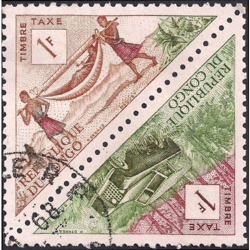 CONGO REP, Landrover and Tipaye, brown/green 1961, 1F