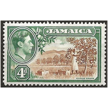 Jamaica 1938 SG127 4d Brown & Green Mounted Mint . ..