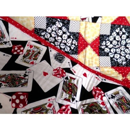 Quilted Homecrafted Table Topper Dicey Chance with Cards 050503TT