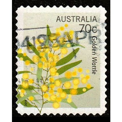 Australia 2014 Flowers 70c Used P&S Stamp Golden Wattle