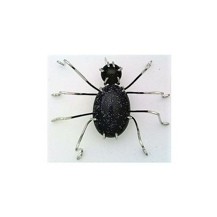Blue Gold Stone Spider Stainless Wire Wrap Pin Brooch 2