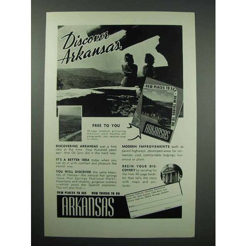 1940 Arkansas Tourism Ad - Discover