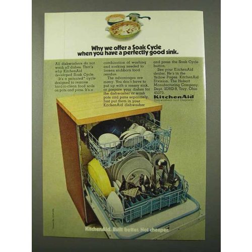 1972 KitchenAid Dishwasher Ad - We offer a Soak Cycle