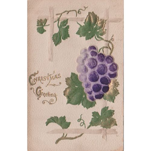 GB circa 1905 Christmas Greeting embossed & raised grapes see rest