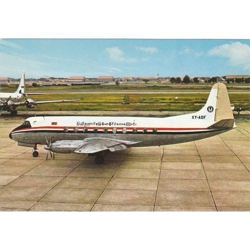 Union Of Burma Airways Vickers Viscount V761 Civil Aircraft Postcard (A20535)