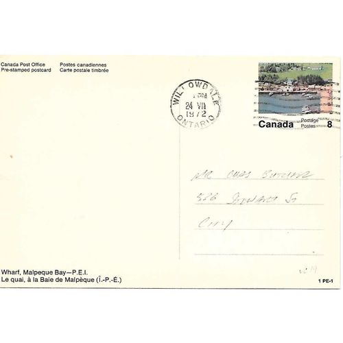 Canada #VC 79 Set 1-PE-1 Postal Card USED Wharf, Malpeque Bay-P.E.I.