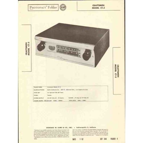 RADIO CRAFTSMEN model CT-3 AM FM tuner Sams Photofact manual