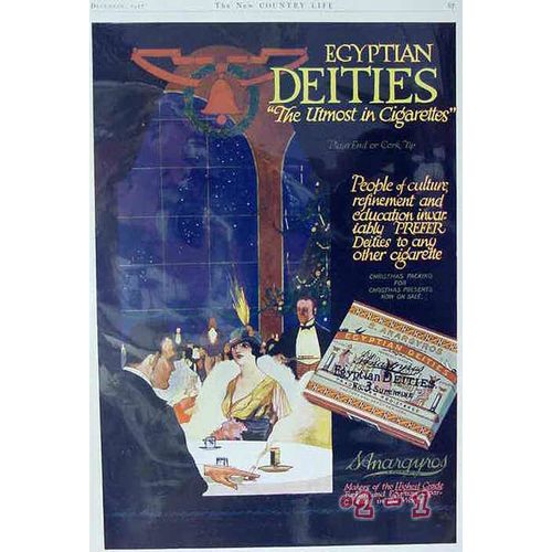 S ANAGRYROS 1917 Christmas Egyptian Deities cigarette vintage ad