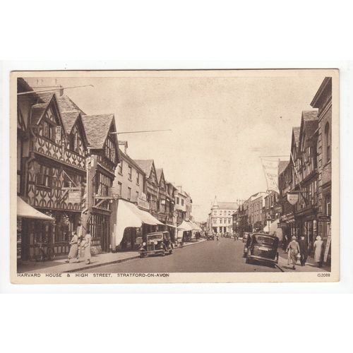 Harvard House and High Street Stratford-on-Avon Postcard 2088