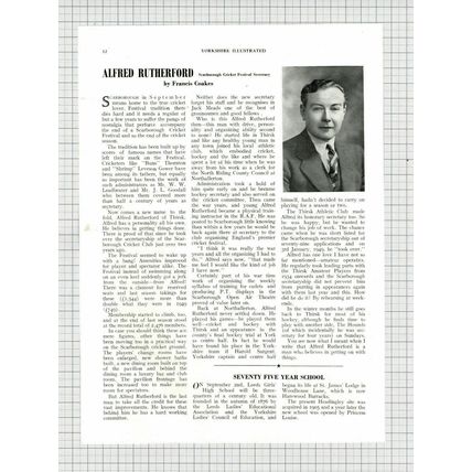 (6059) Alfred Rutherford Thirsk Scarborough Cricket - 1951 Article