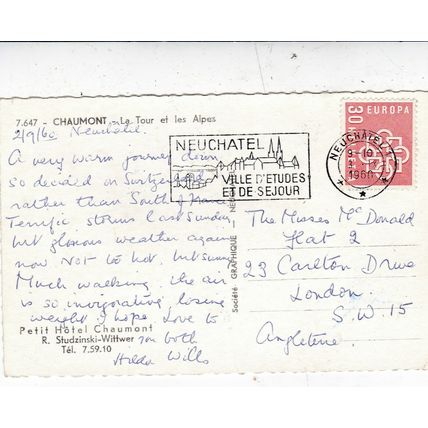 Chaumont Petit Hotel Switzerland Real Photo Postcard posted 1960 VGC