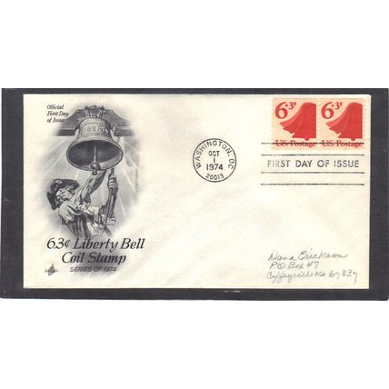 FDC Art Craft 1518 6.3c Liberty Bell Pair (Cachet-Penciled/A) CV42242